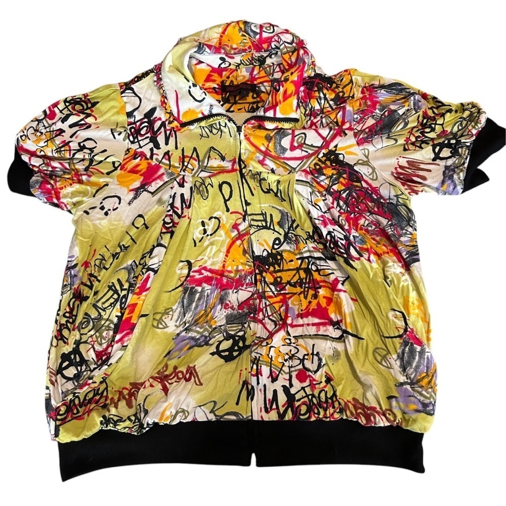 Vintage Simon Chang short sleeve zip top medium